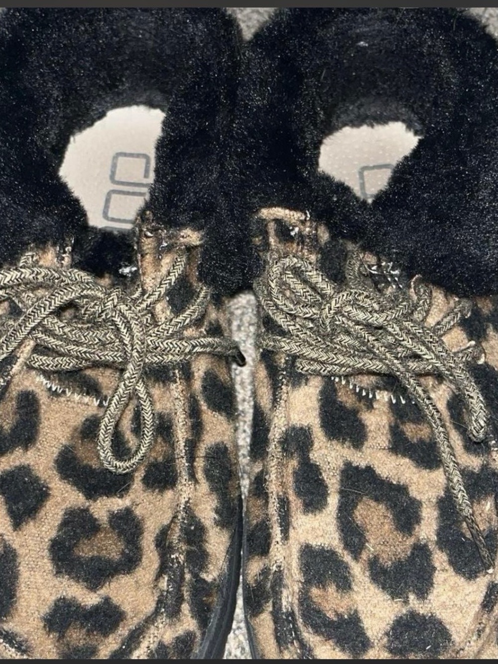 Hey Dude Leopard Print Sherpa-Lined Moccasins - Black/Tan